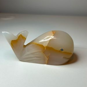 Onyx Crystal Whale Carving with Rhinestone eyes